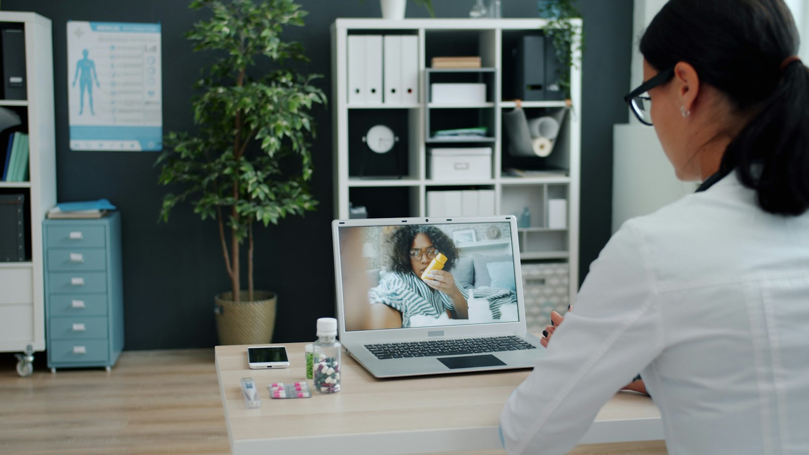 Doctor meeting with a patient over a video call
